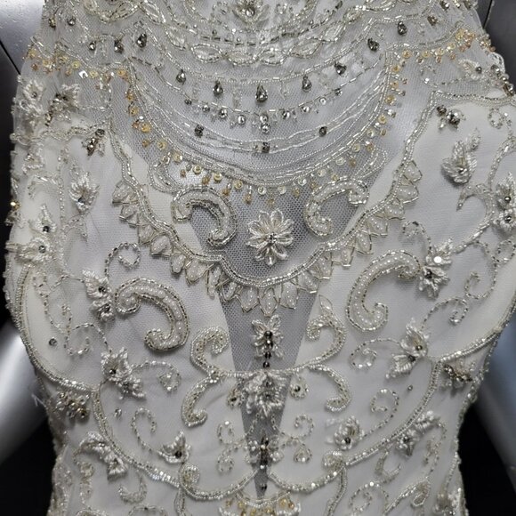 NWT~$1750~SOPHIA TOLLI~12~IVORY BEADED LACE FIT & FLARE HALTER WEDDING DRESS - Picture 5 of 16